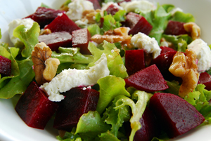 Beets, Walnut, Goat Cheese Salad